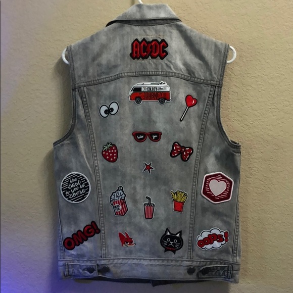 Grey patch Jean jacket - Picture 2 of 3